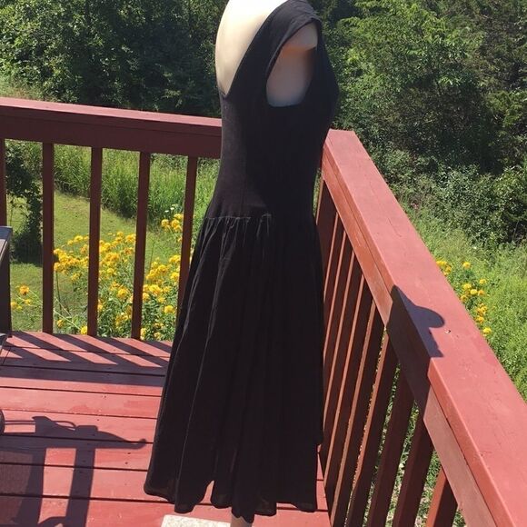 Rebecca Taylor La Vie Dress cap sleeve scoop back midi black pockets Stretch M - Picture 5 of 11